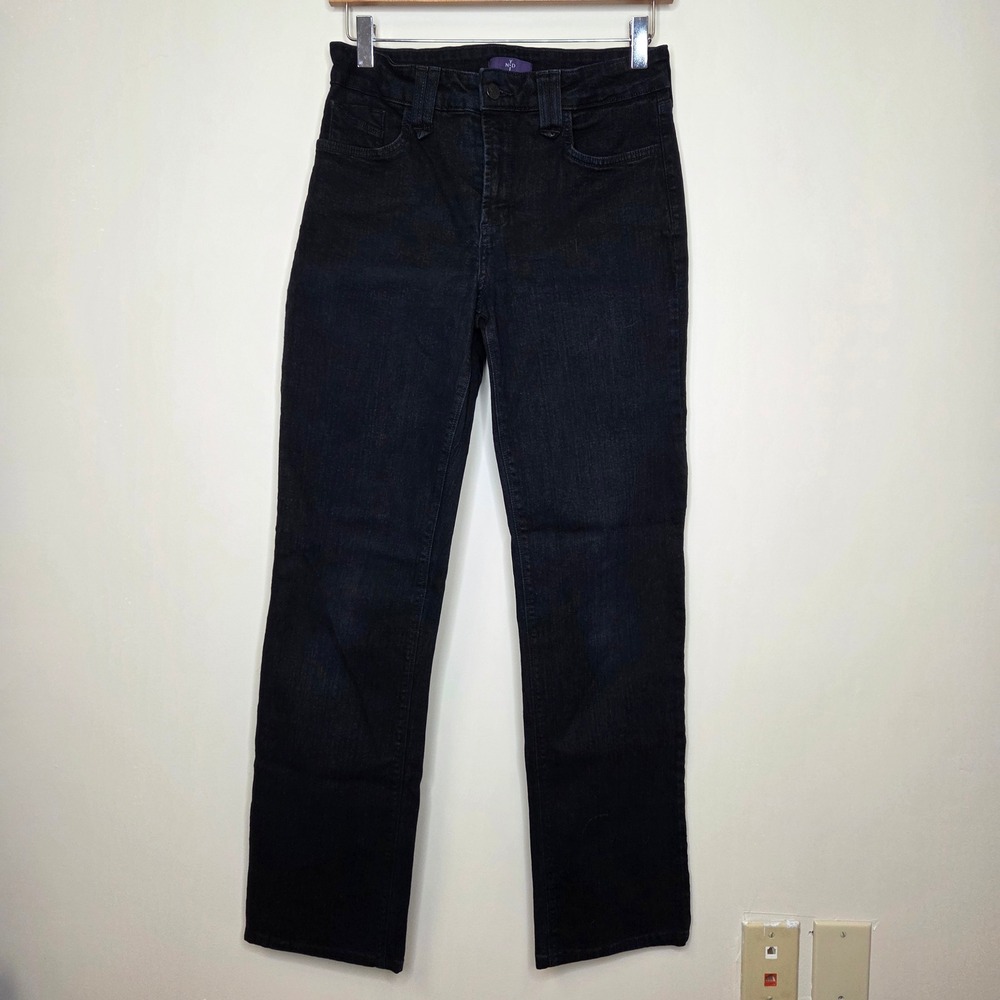 NYDJ‎ Womens Size 6 Black Straight Leg Lift Tuck Technology Jeans